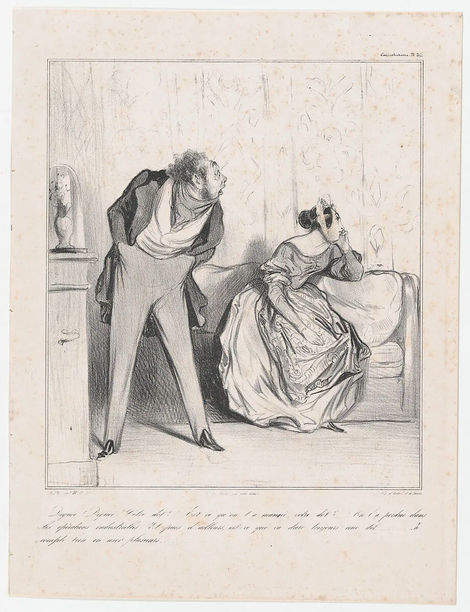 Plate 36: Well? Well? What about your dowry?, from 'Caricaturana,' published in Les Robert Macaires — Charles Philipon|Aubert et Cie|Honoré Daumier|Junca|Aubert et Cie