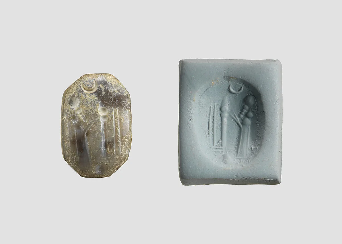 Stamp seal (octagonal pyramid) with cultic scene — Unknown