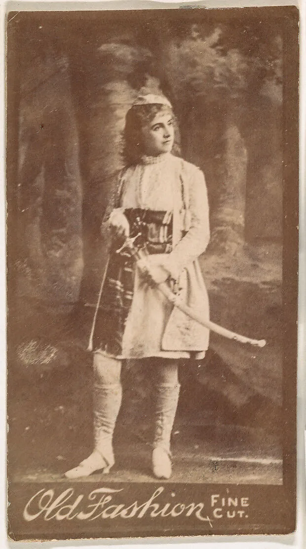 Actress wearing costume with sword, from the Actresses series (N664) promoting Old Fashion Fine Cut Tobacco — Unknown