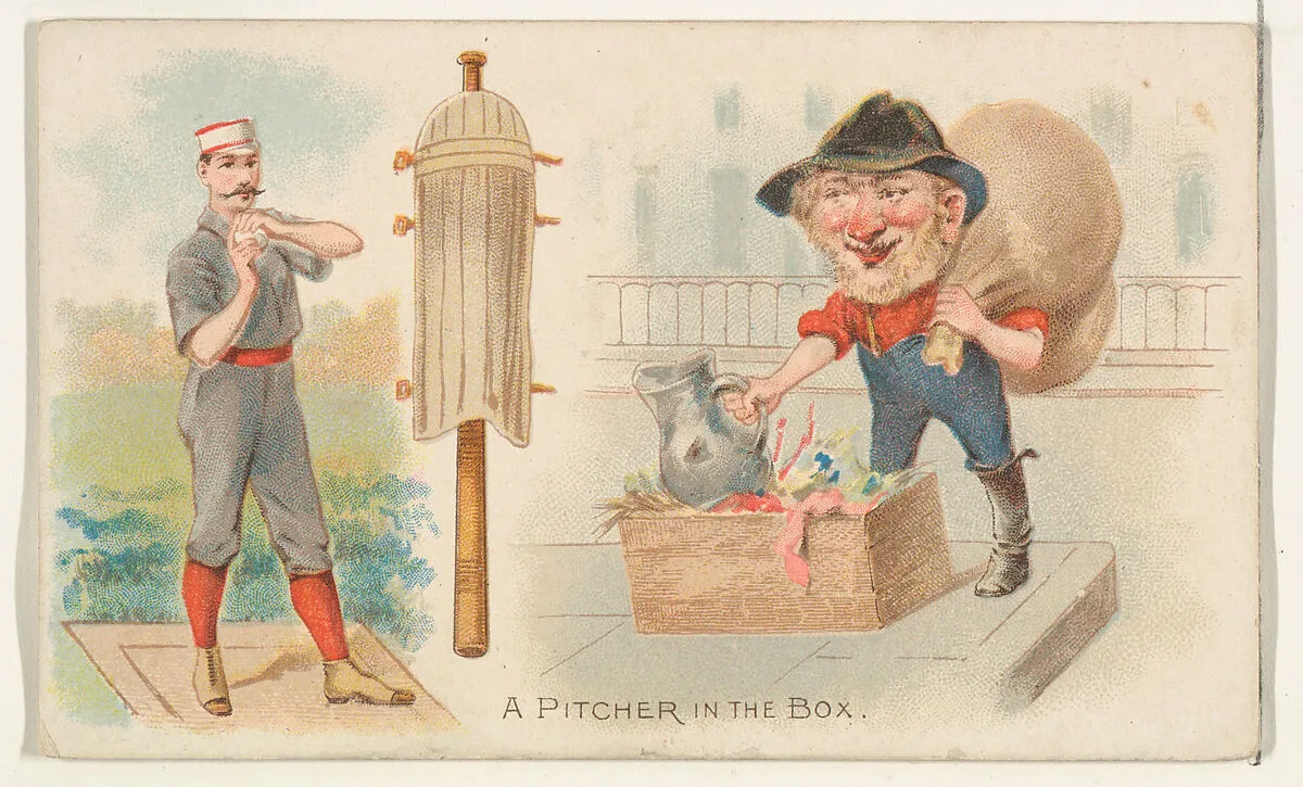 A Pitcher in the Box, from the Talk of the Diamond set (N135) issued by Duke Sons & Co., a branch of the American Tobacco Company — W. Duke, Sons & Co.|Schumacher & Ettlinger|American Tobacco Company