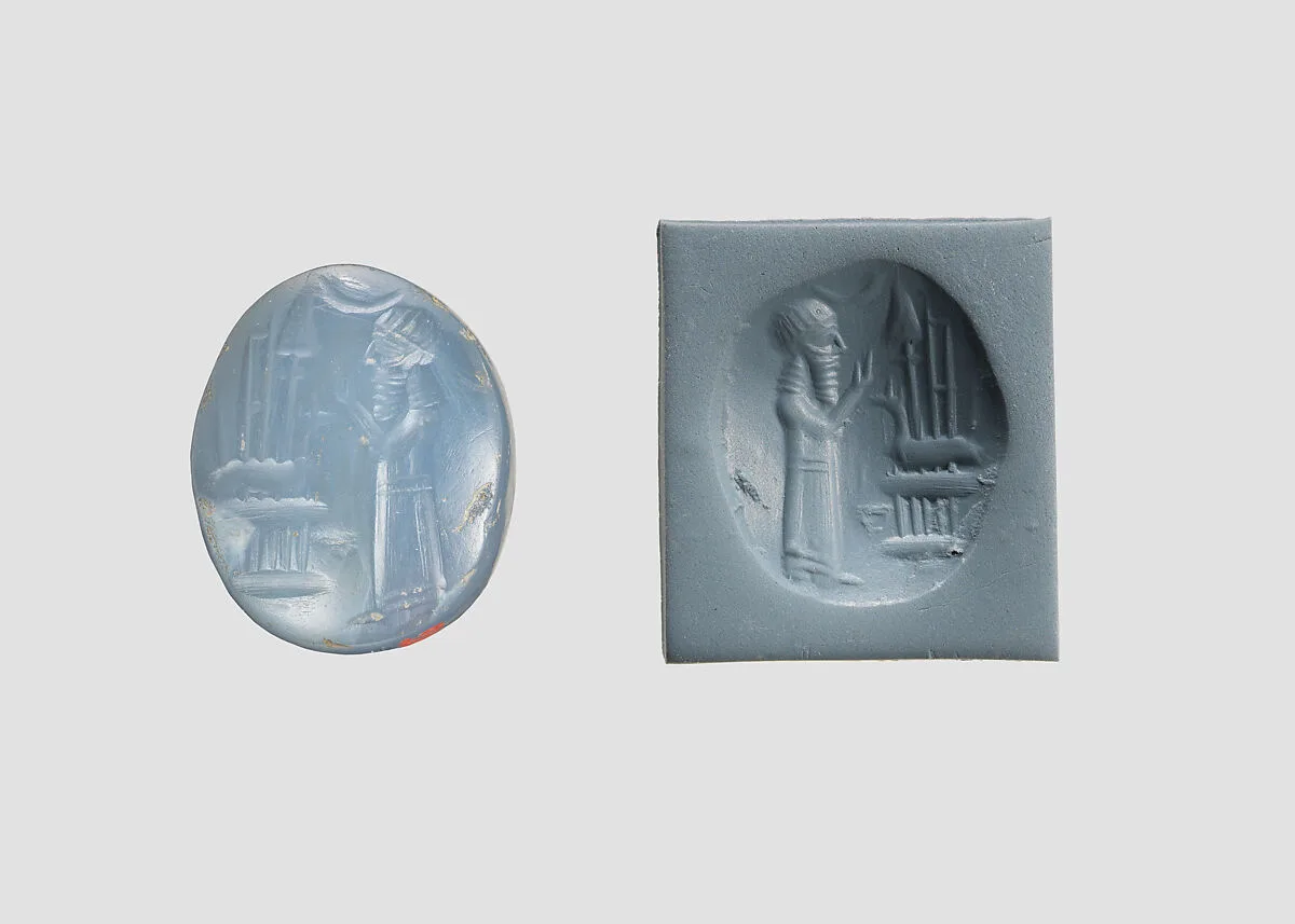 Stamp seal (oval conoid) with cultic scene — Unknown