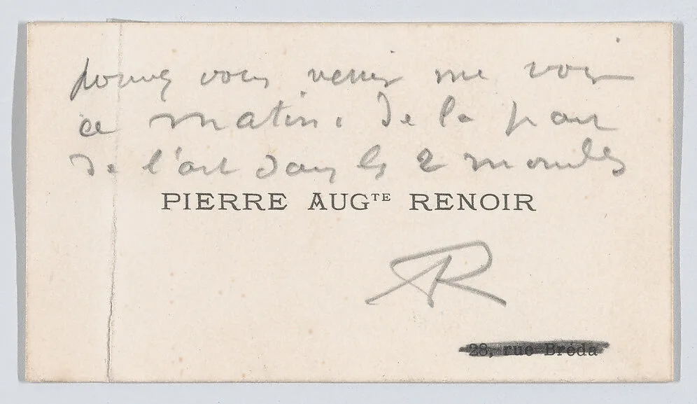 Pierre-Auguste Renoir, calling card — Anonymous|Auguste Renoir