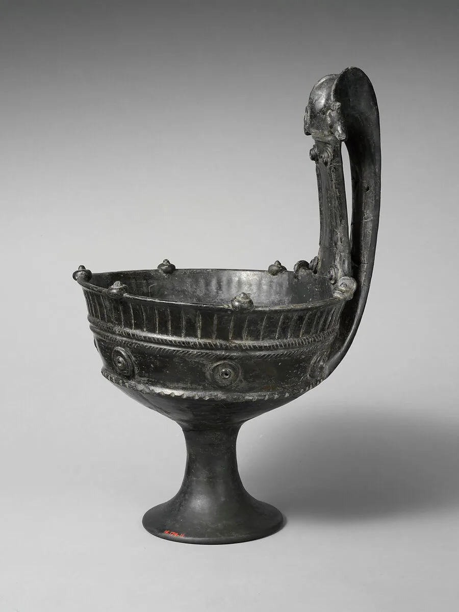 Terracotta stemmed kyathos (single-handled cup) — Unknown