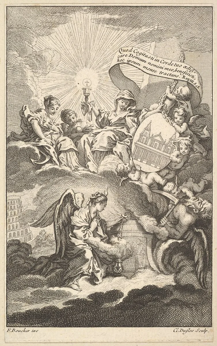 Frontispiece, from The Building of St. Sulpice by Alexis Piron — Claude Augustin Duflos le Jeune|François Boucher