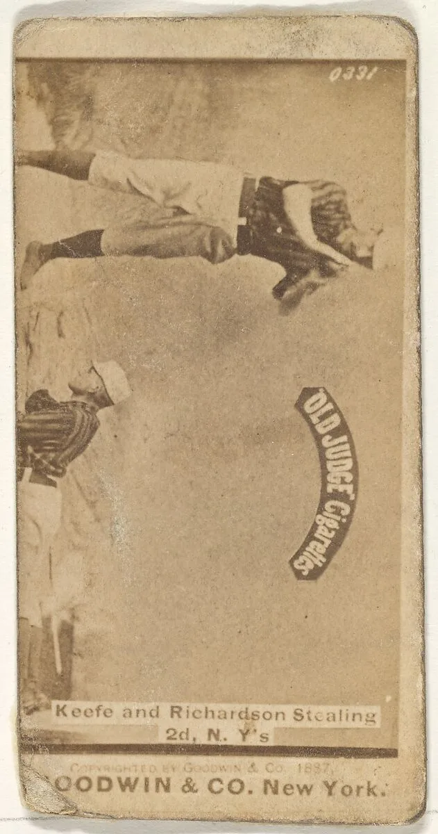 Keefe and Richardson Stealing 2nd Base, New York, from the Old Judge series (N172) for Old Judge Cigarettes — Goodwin & Company