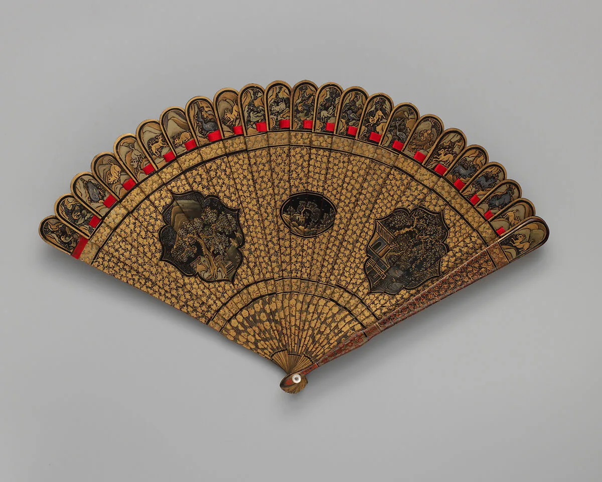 Brisé Fan, with representations of Chinese landscapes — Unknown