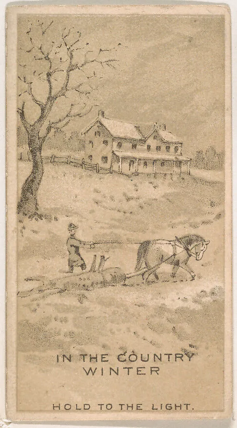 In the Country Winter, from the Magic Changing Cards series (N223) issued by Kinney Tobacco Company — Kinney Brothers Tobacco Company