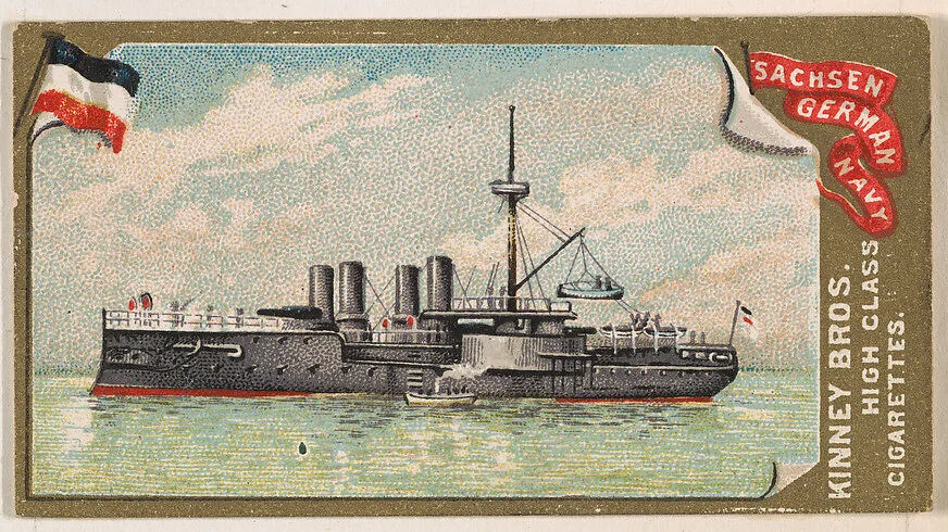 Sachsen, German Navy, from the Naval Vessels of the World series (N226) issued by Kinney Bros. — Kinney Brothers Tobacco Company