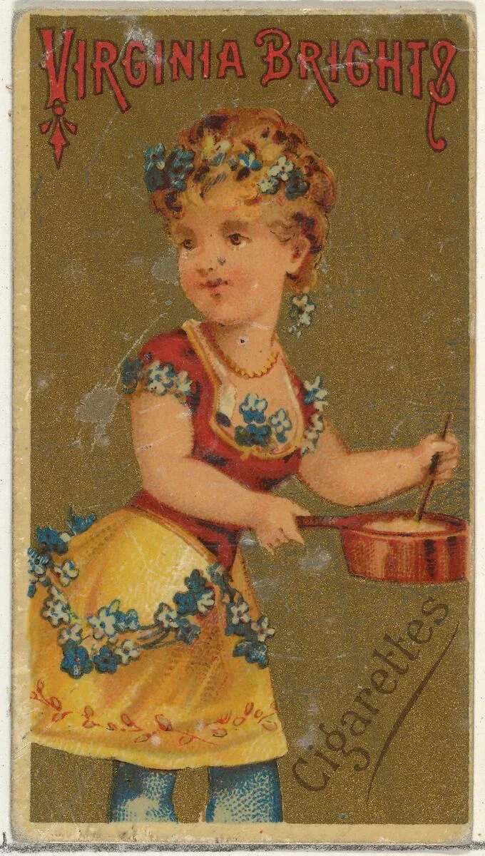 From the Girls and Children series (N64) promoting Virginia Brights Cigarettes for Allen & Ginter brand tobacco products — Allen & Ginter