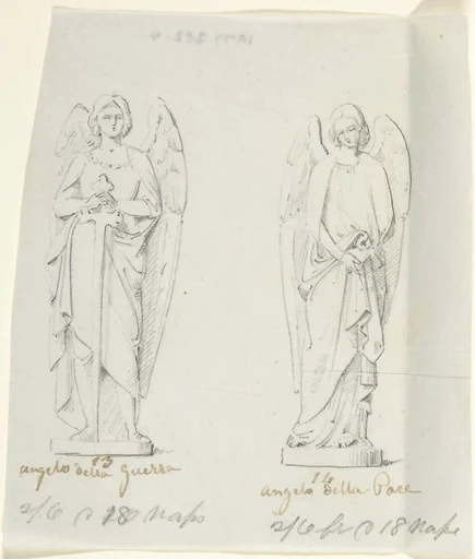 Sketches of Two Statues: Angel of War and Angel of Peace