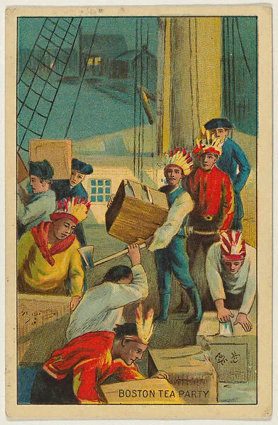 Boston Tea Party, from the "Historical Events" series (T70), issued with Hoffman House Magnums Cigars, Flexo Giants Little Cigars, Buffo Little Cigars, and Just Suits Cut Plug — Unknown