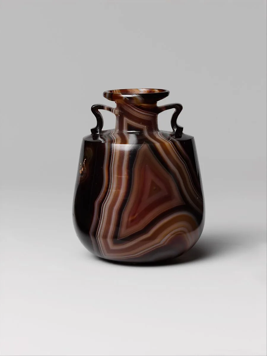 Banded agate amphoriskos (perfume bottle) — Unknown
