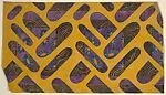 Panel with Ovals of Different Sizes Divided into Sections of Floral Pattern on Purple and Sections of Gold Line on Black — Anonymous, French, 20th century