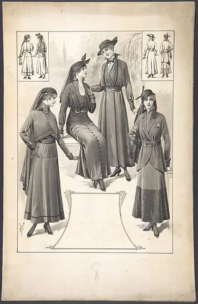 Designs for Four Women's Ensembles (Three with Veils) — A. Foa
