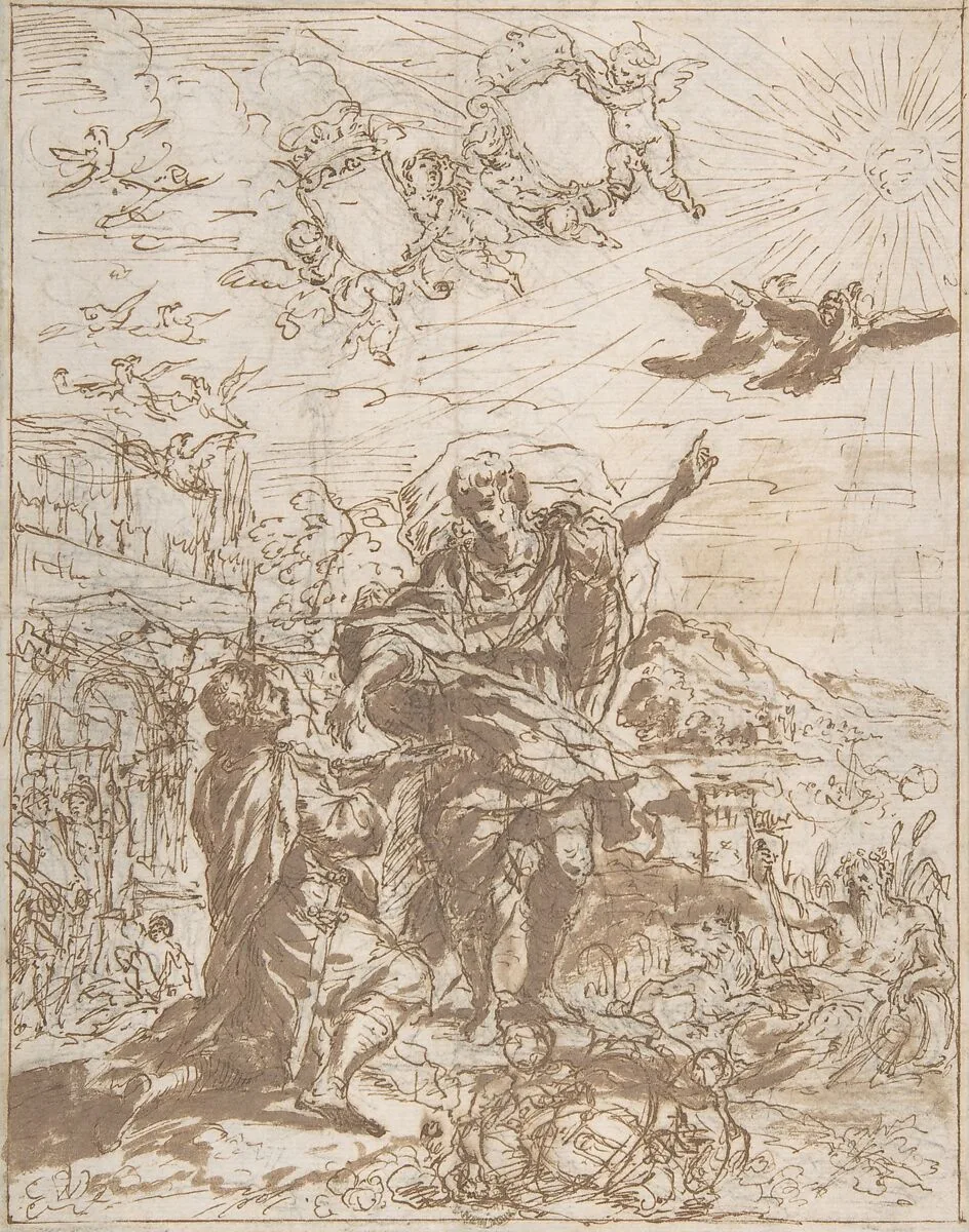 Romulus Receiving the Augury — Anonymous, Italian, Roman-Bolognese, 17th century