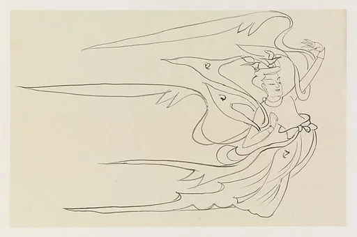 現代　謝稚柳　敦煌寫生雜畫　鏡片|Flying celestial (apsara)