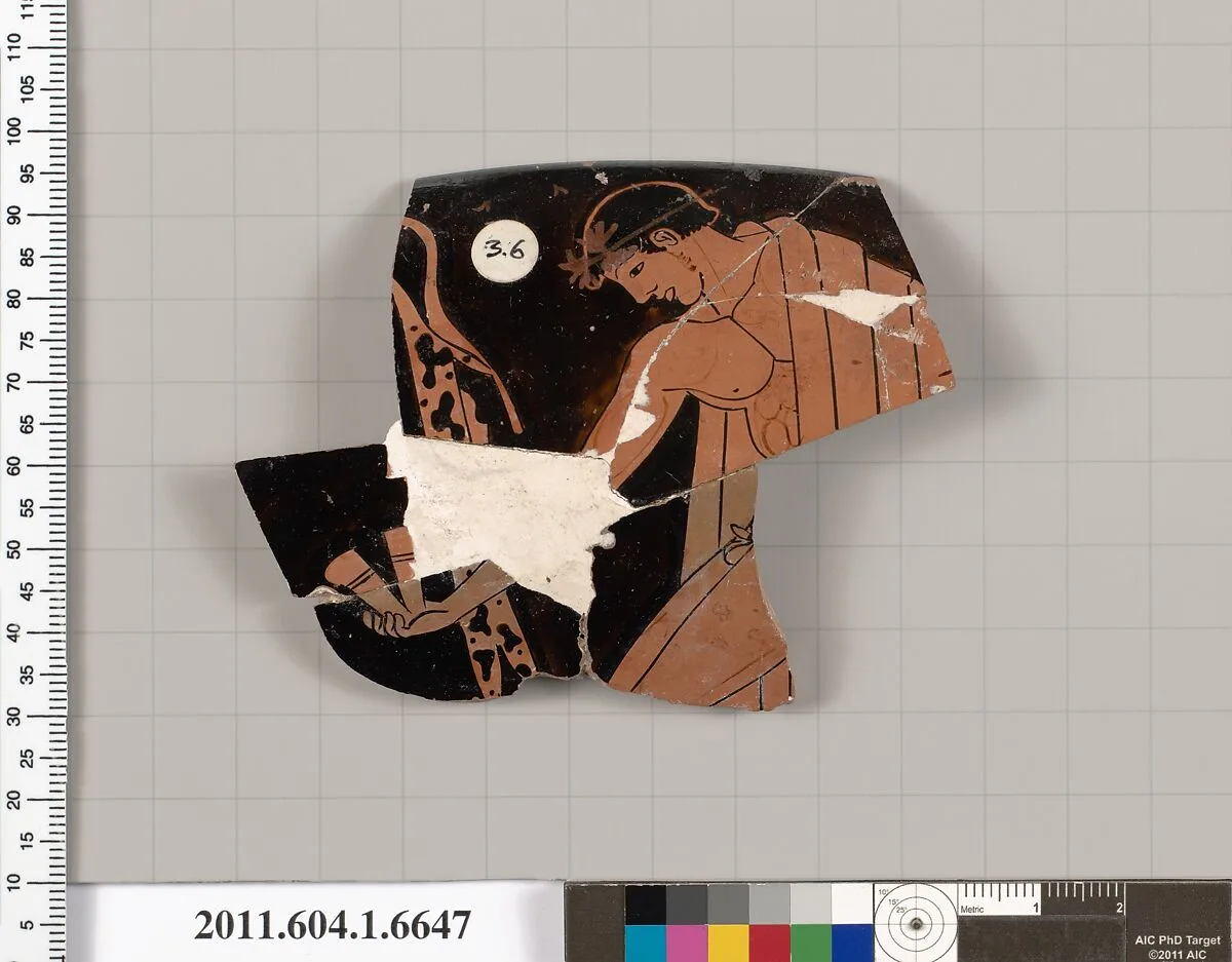Terracotta rim fragment of a kylix (drinking cup) — Unknown