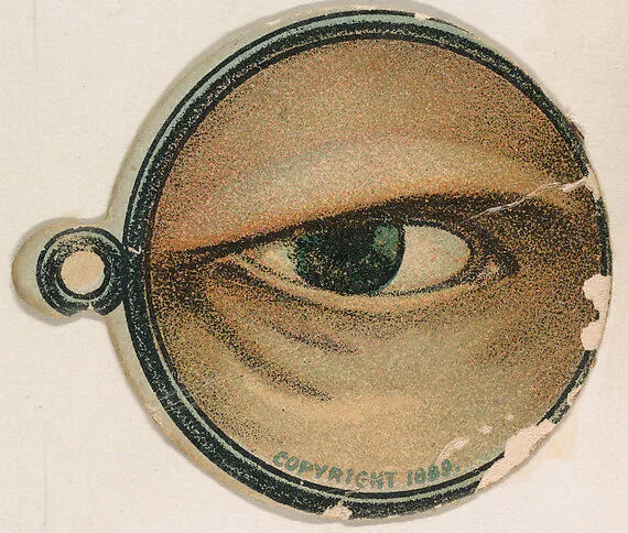Monocle and Eye (dark blue), from Jocular Ocular series (N221) issued by Kinney Bros. — Kinney Brothers Tobacco Company