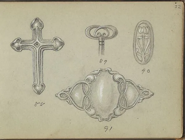 Four Designs Including a Cross and a Key Grip — Edgar Gilstrap Simpson