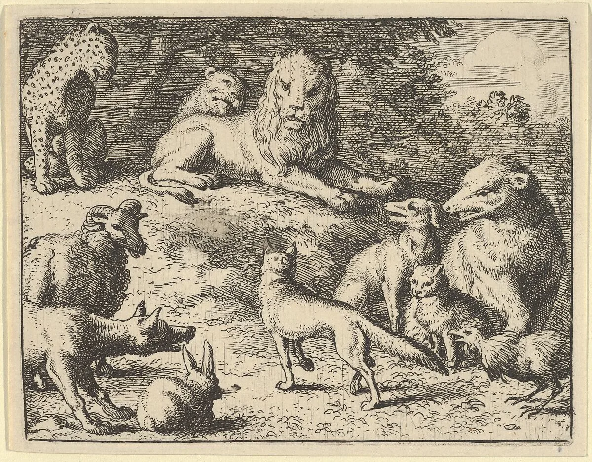 Renard is Accused by the Animals Before the Lion from Hendrick van Alcmar's Renard The Fox — Allart van Everdingen