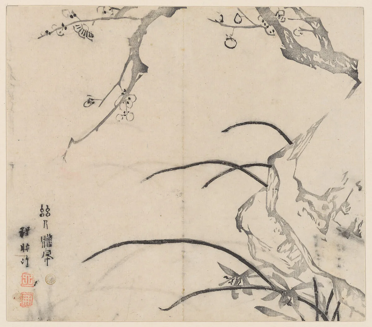 明 胡正言 《十竹齋書畫譜》 四開 木版畫|Page from the Ten Bamboo Studio Manual of Painting and Calligraphy — Hu Zhengyan