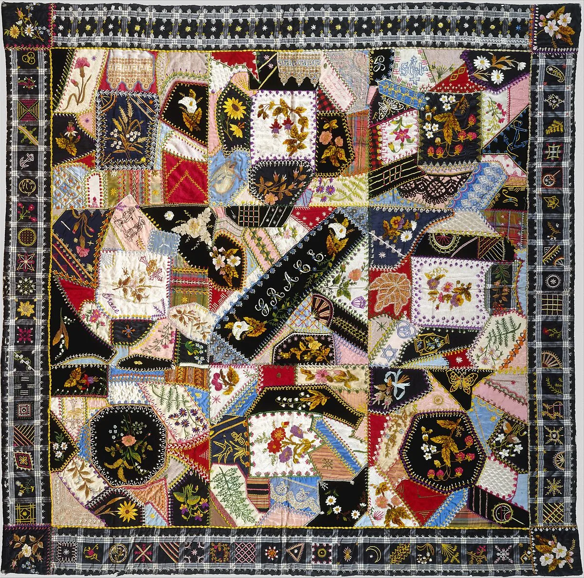 Quilt (or decorative throw), Crazy pattern — Tamar Horton Harris North