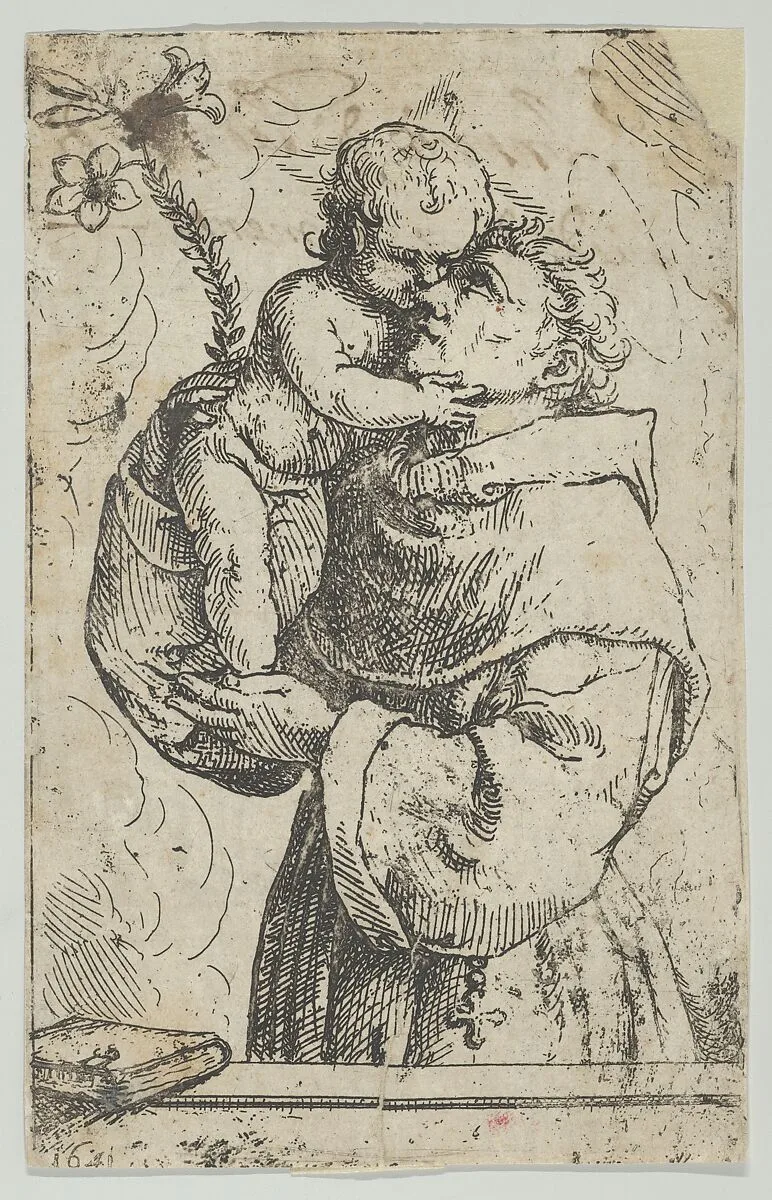 St Antony of Padua embracing the Christ Child — Anonymous