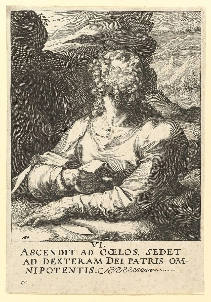 St. Bartholomew, from Christ, the Apostles and St. Paul with the Creed — Hendrick Goltzius