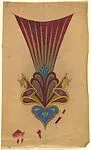 Vertical Design with Ornament of Paisley and Palmette Motifs with a Fan of Gold and Red Rays Above — Anonymous, French, 20th century