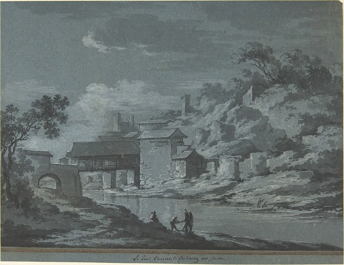 The Covered Bridge at Fribourg — Claude Louis Châtelet