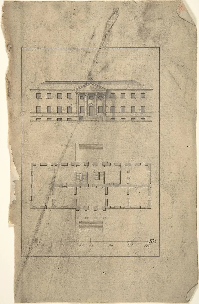 Plan and Elevation of Country House — Robert Morris