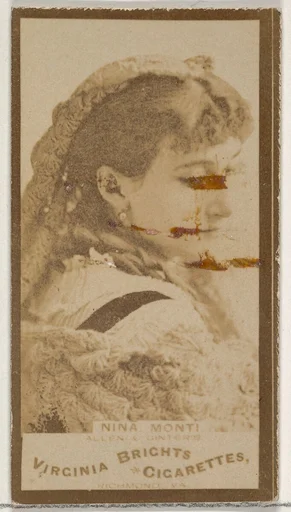 Nina Monti, from the Actors and Actresses series (N45, Type 3) for Virginia Brights Cigarettes