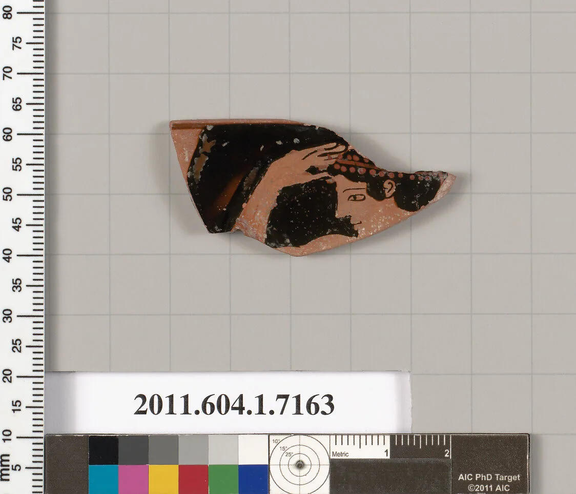 Terracotta rim fragment of a kylix (drinking cup) — Makron