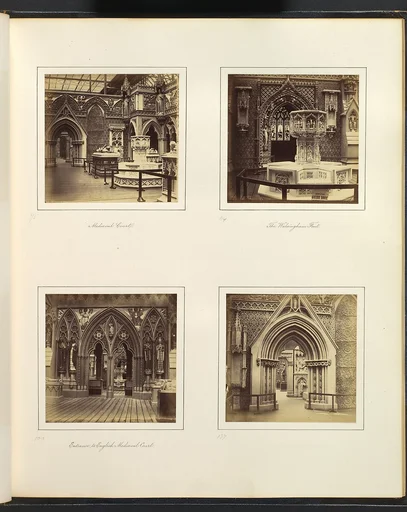 [Medieval Court; The Walsingham Font; Entrance to English Medieval Court]