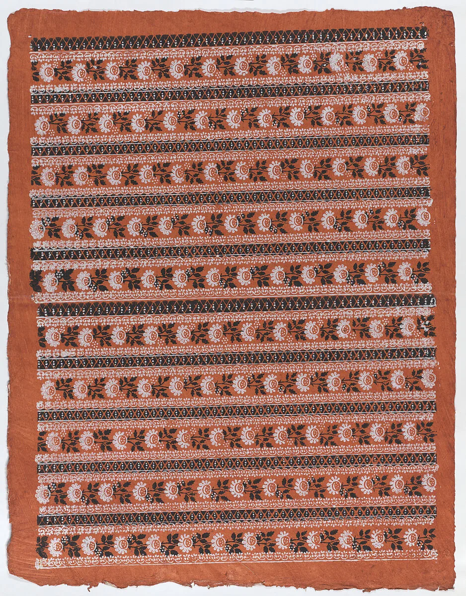 Sheet with ten borders with floral patterns on orange background — Anonymous|Remondini Family