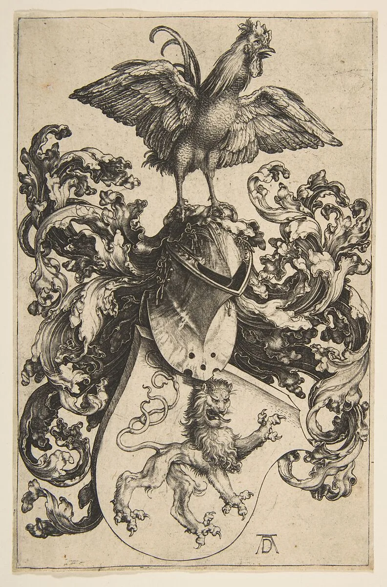 Coat of Arms with a Lion and a Cock — Albrecht Dürer