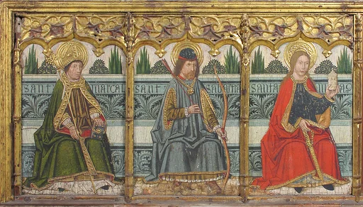 Predella panel with Saint Martial, Saint Sebastian, and Saint Mary Magdalen from Retable