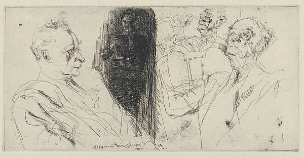 Four portrait sketches of Erik Wettergren, from the portfolio of the Swedish Fine Art Print Society (Föreningen för Grafisk Konst) — Birger Lundquist|Föreningen för Grafisk Konst|Erik Wettergren