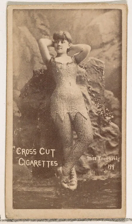 Card Number 199, Miss Trowbridge, from the Actors and Actresses series (N145-1) issued by Duke Sons & Co. to promote Cross Cut Cigarettes — W. Duke, Sons & Co.
