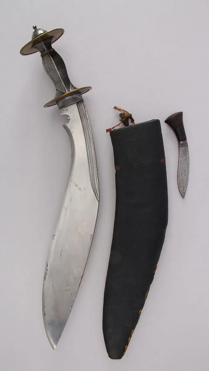 Knife (Kukri) with Sheath, Small Knife and Pouch — Unknown