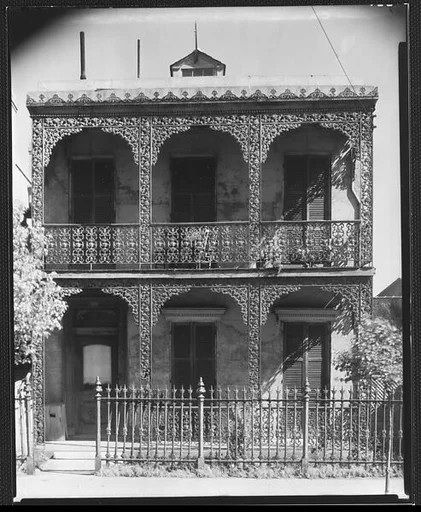 [House with Cast-Iron Grillwork on Balconies, New Orleans, Louisiana]