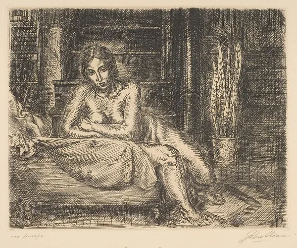 Nude Leaning Over Chaise — John Sloan