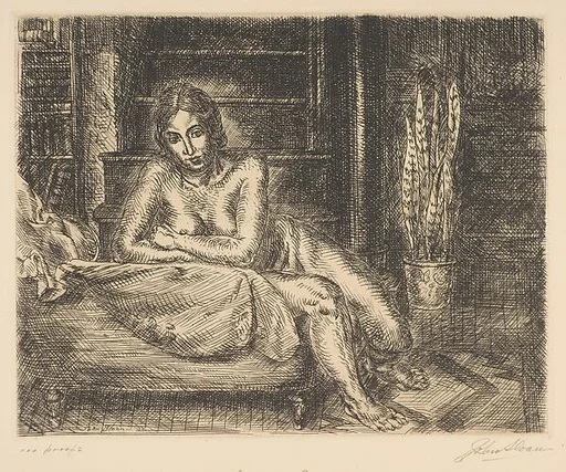 Nude Leaning Over Chaise