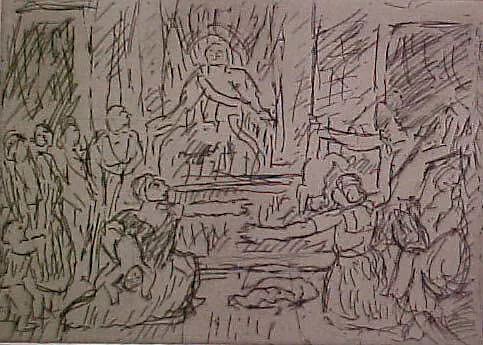 The Judgement of Solomon (#1), from ¦The Poussin Project: A Series of Prints after Nicolas Poussin¦ — Leon Kossoff