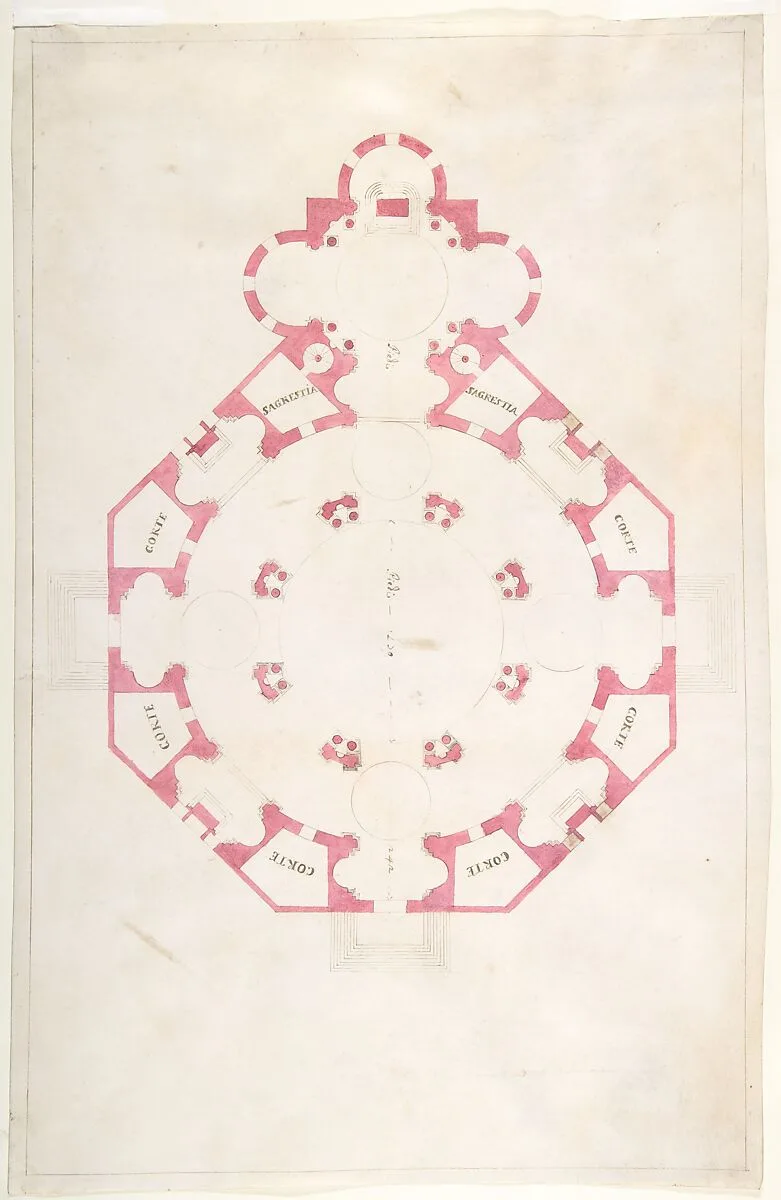 Design for a Church with a Central Octagonal Plan — Anonymous, Italian, 16th to early 17th century
