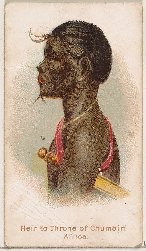 Heir to the Throne of Chumbiri, Africa, from the Savage and Semi-Barbarous Chiefs and Rulers series (N189) issued by Wm. S. Kimball & Co. — William S. Kimball & Company