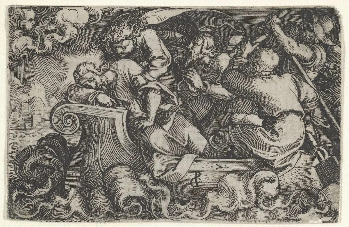 Christ Sleeping During the Storm on Lake Tiberias, from The Story of Christ — Georg Pencz