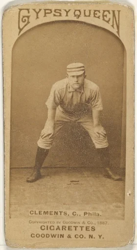 John J. "Jack" Clements, Catcher, Philadelphia, from the Old Judge series (N172) for Old Judge and Gypsy Queen Cigarettes