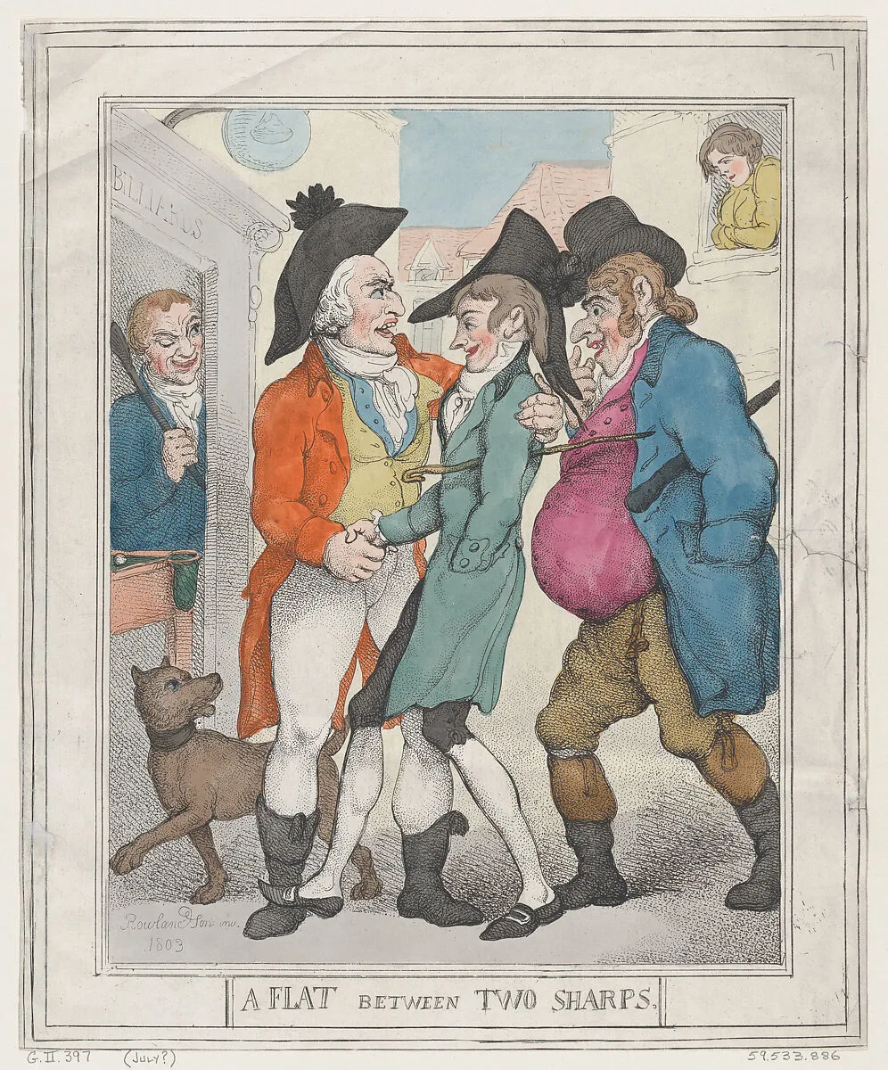 A Flat between Two Sharps — Thomas Rowlandson