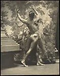 [Male Model Posed Before Backdrop of Painted Trees]